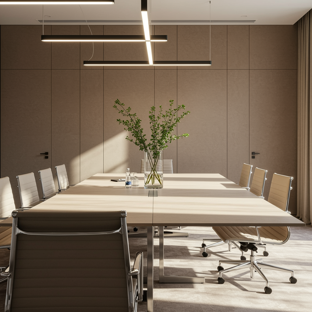 Modern conference room with stylish furnishings and natural light, representing a professional investment and business development environment